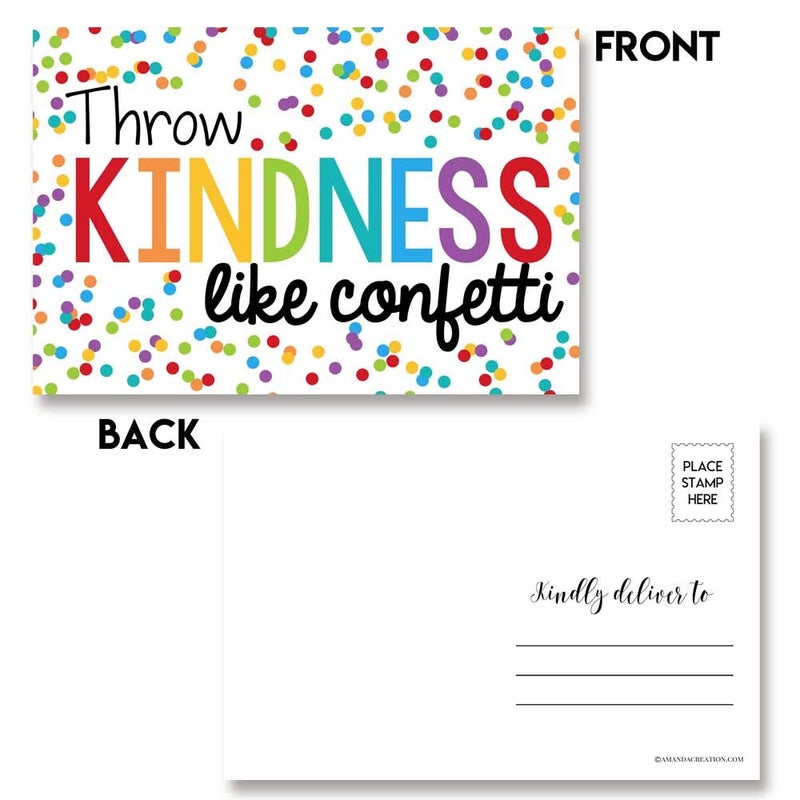 Amanda Creation Kindness Themed Blank Postcards On White Background To Send To Friends & Family, Total of 20 4"x6" Fill In Notecards (5 of each design) by AmandaCreation - Image 3